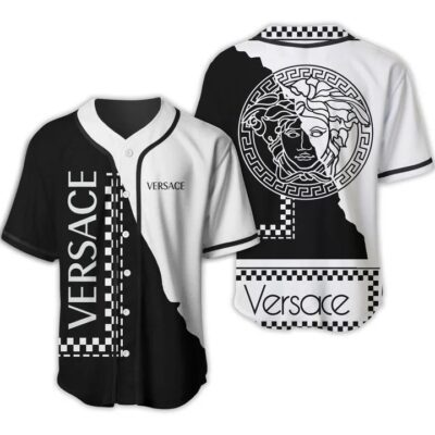 Gianni Versace Black White Baseball Jersey Shirt Luxury BJS925