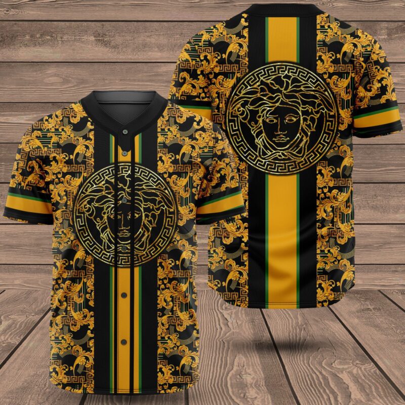 Gianni Versace Gold Baseball Jersey Shirt Luxury BJS933