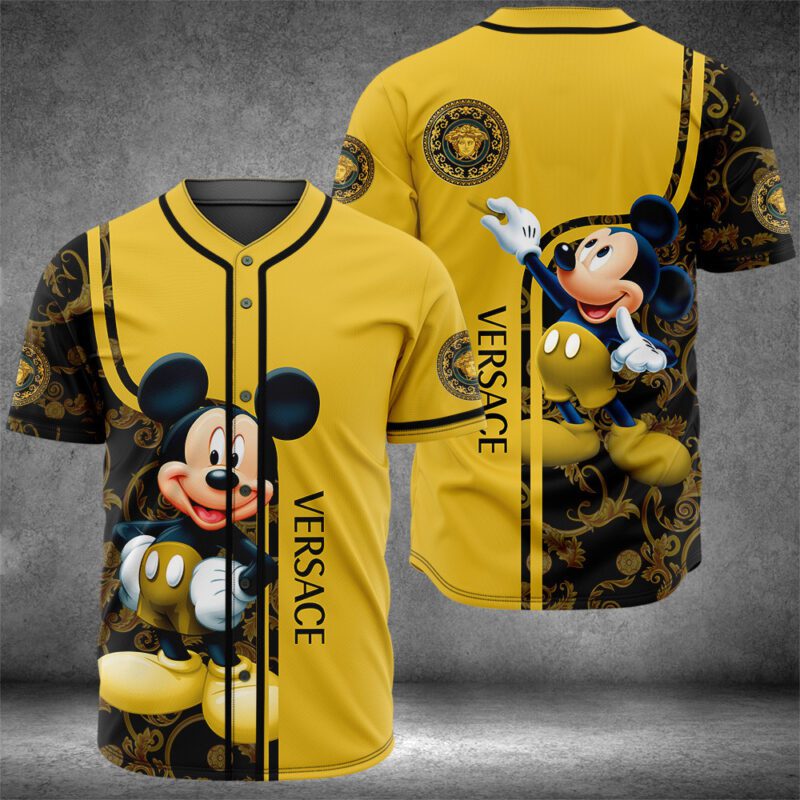 Gianni Versace Mickey Mouse Disney Baseball Jersey Shirt Luxury BJS940