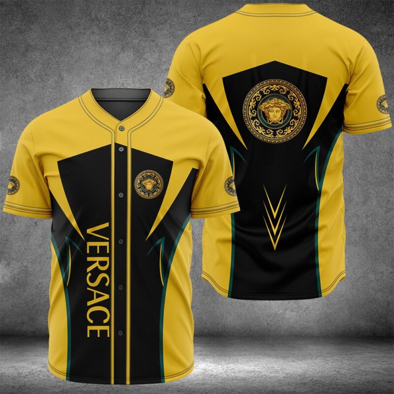 Gianni Versace Yellow Baseball Jersey Shirt Luxury BJS945