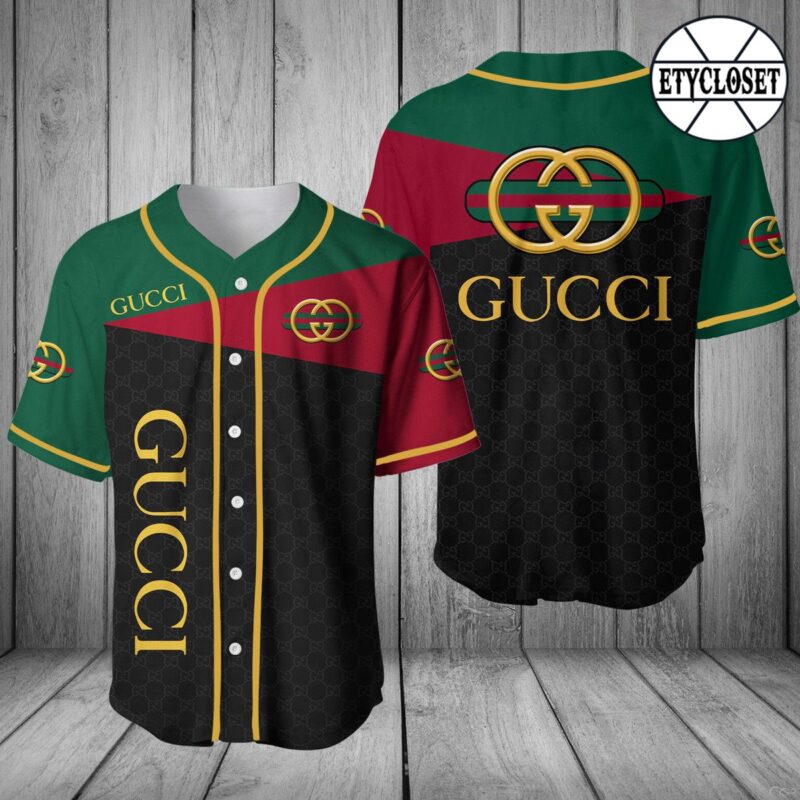 Gucci Black Baseball Jersey Shirt Luxury BJS963