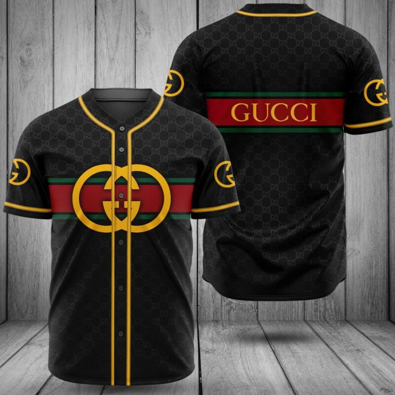 Gucci Black Baseball Jersey Shirt Luxury BJS964