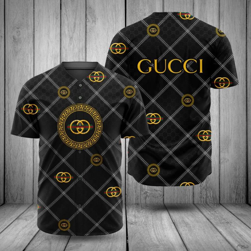Gucci Black Baseball Jersey Shirt Luxury BJS966