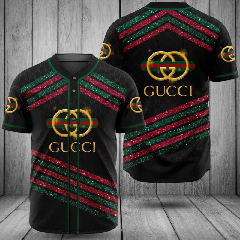 Gucci Black Baseball Jersey Shirt Luxury BJS967