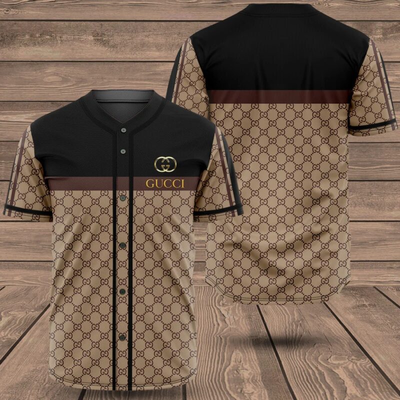 Gucci Brown Baseball Jersey Shirt Luxury BJS980