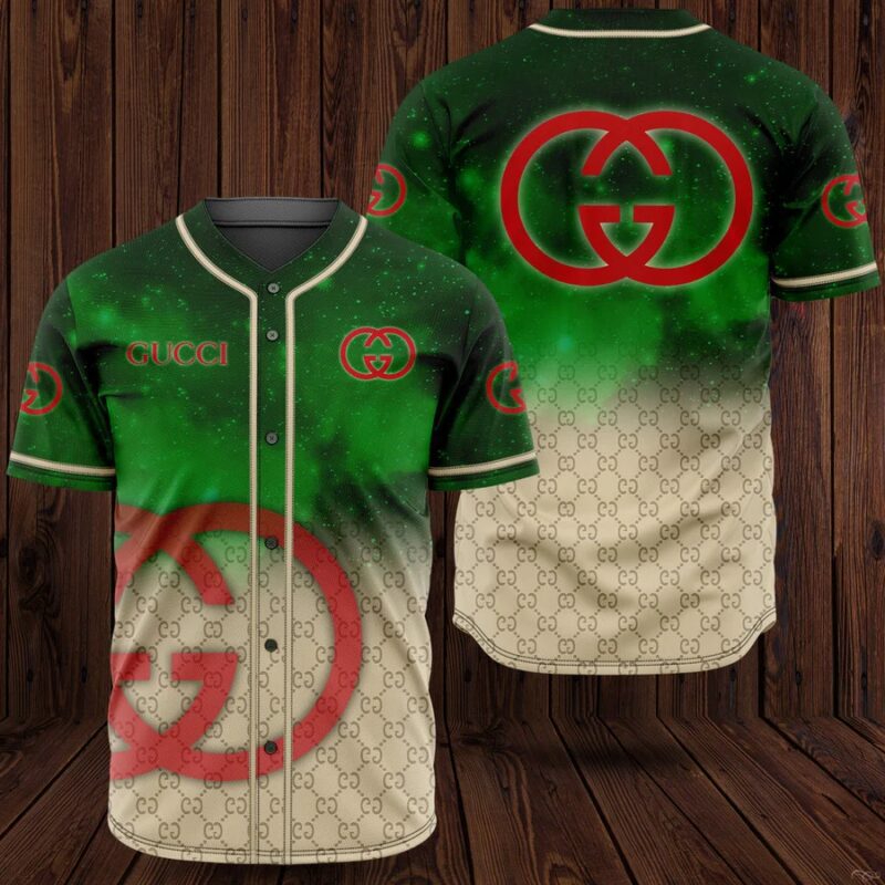 Gucci Green Baseball Jersey Shirt Luxury BJS985