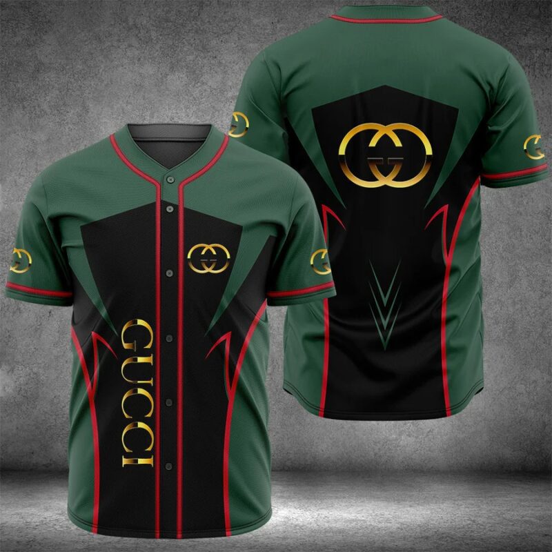 Gucci Green Baseball Jersey Shirt Luxury BJS987