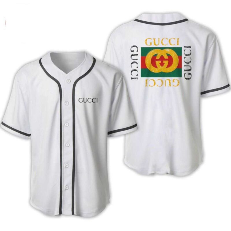 Gucci White Baseball Jersey Shirt Luxury BJS999