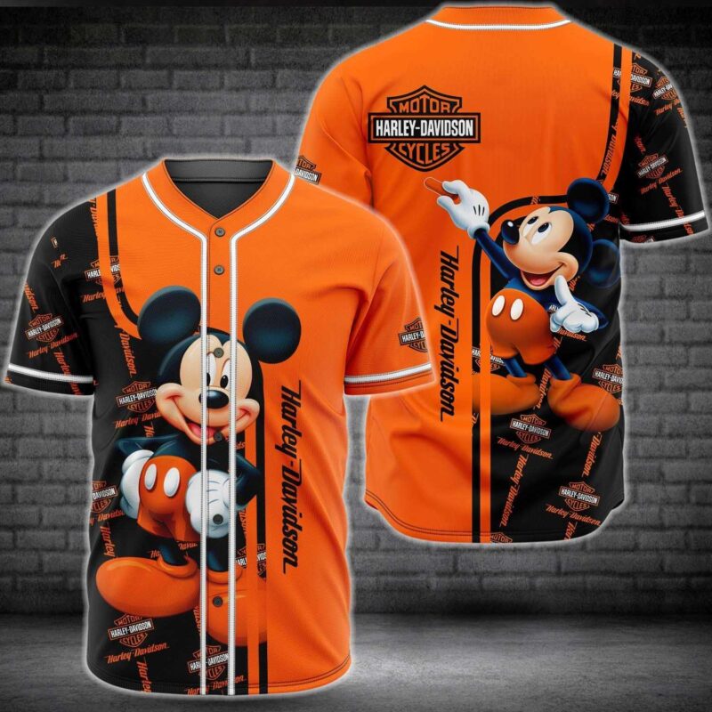 Harley Davidson Mickey Mouse Disney Baseball Jersey Shirt BJS1017