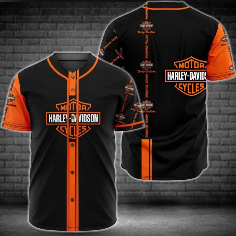 Harley Davidson Motorcycles Black Baseball Jersey Shirt BJS1019