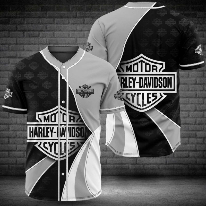Harley Davidson Motorcycles Grey Baseball Jersey Shirt BJS1022