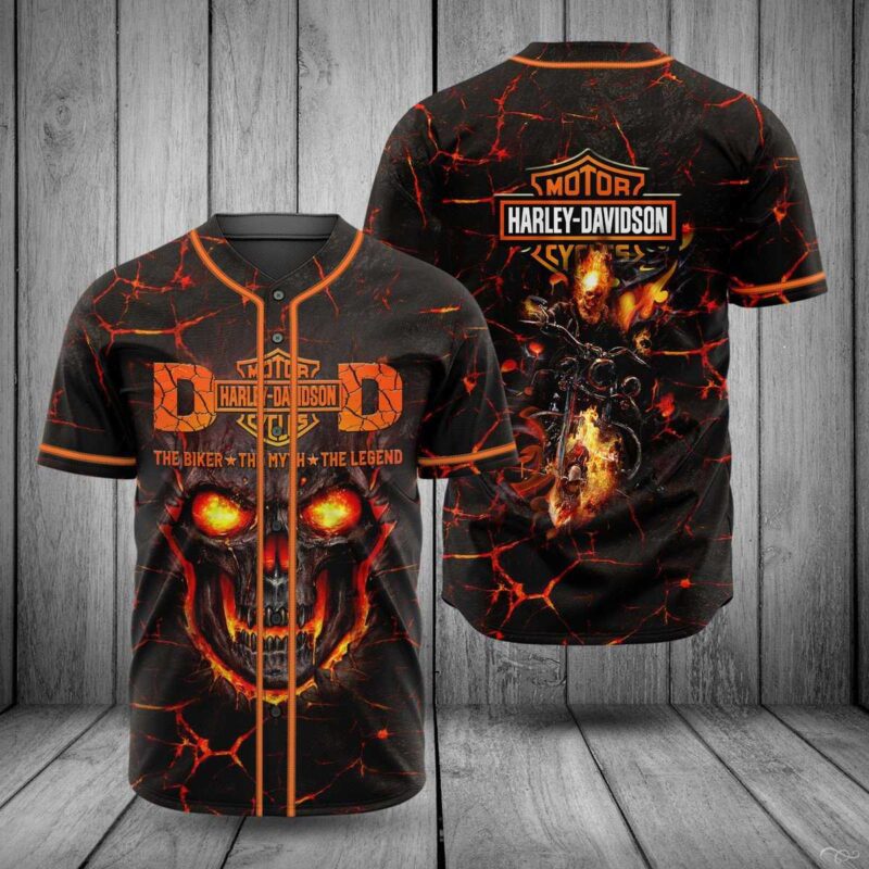 Harley Davidson Motorcycles Skull Baseball Jersey Shirt BJS1023