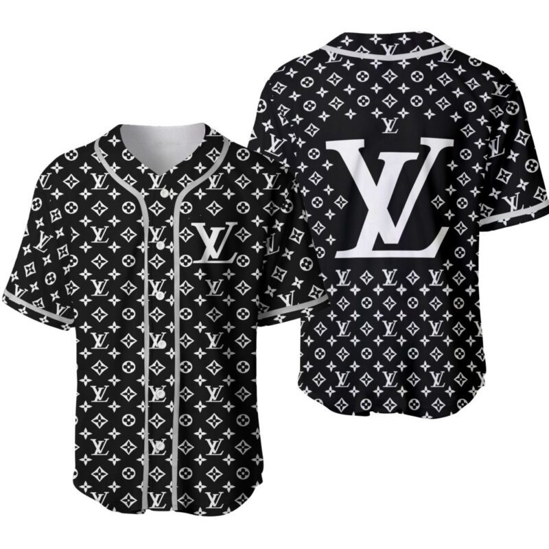 Louis Vuitton Black Baseball Jersey Shirt LV Luxury BJS1054