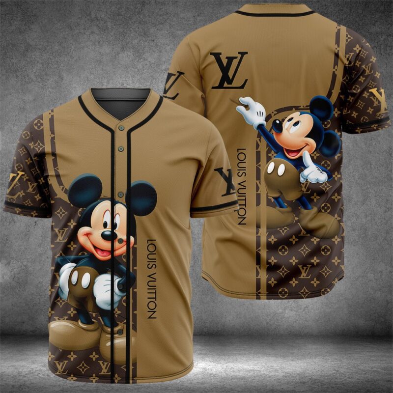 Louis Vuitton Mickey Mouse Disney Baseball Jersey Shirt LV Luxury BJS1079