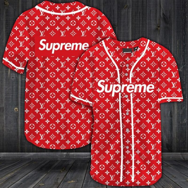 Louis Vuitton Supreme Baseball Jersey Shirt LV Luxury BJS1100