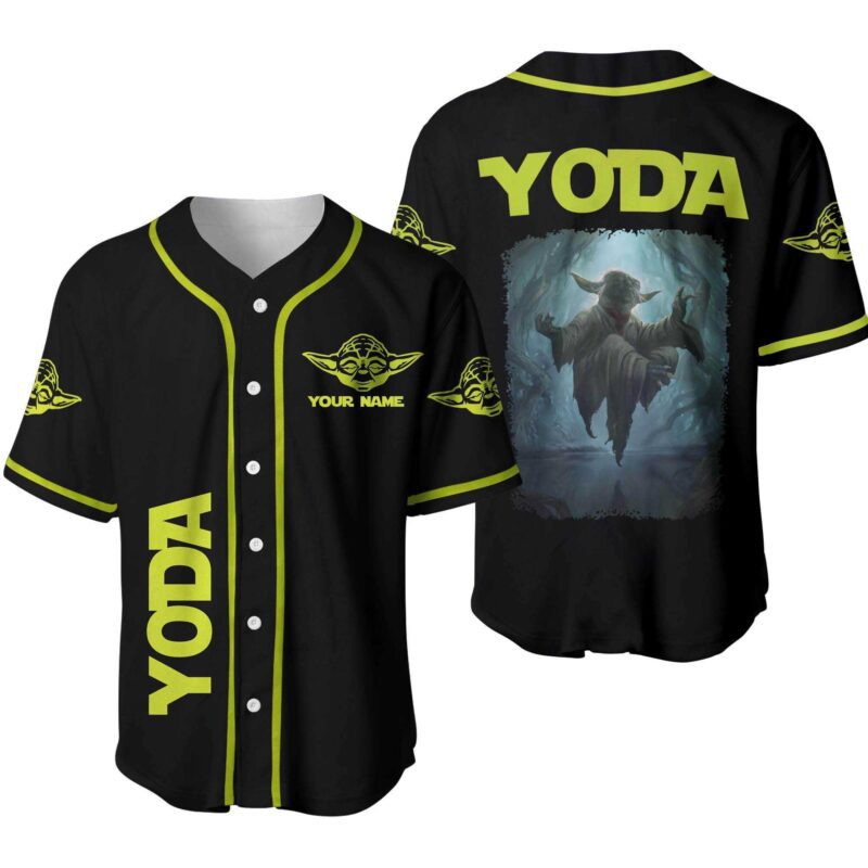 Star War Baby Yoda Floating Black Disney Baseball Jersey Sport BJS1228