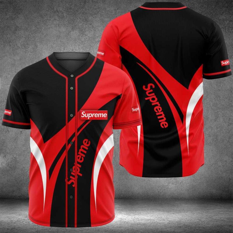 Supreme Black Red Baseball Jersey Shirt Luxury BJS1238
