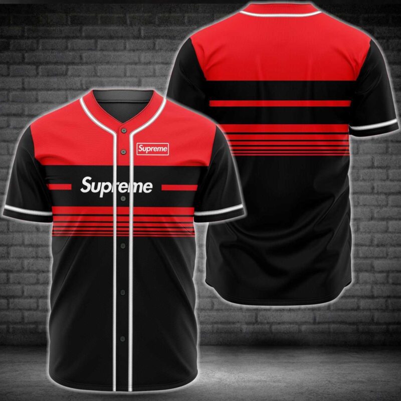 Supreme Black Red Baseball Jersey Shirt Luxury BJS1239