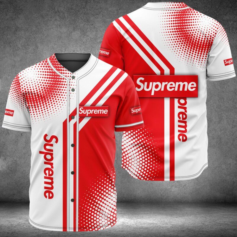 Supreme White Red Baseball Jersey Shirt Luxury BJS1247