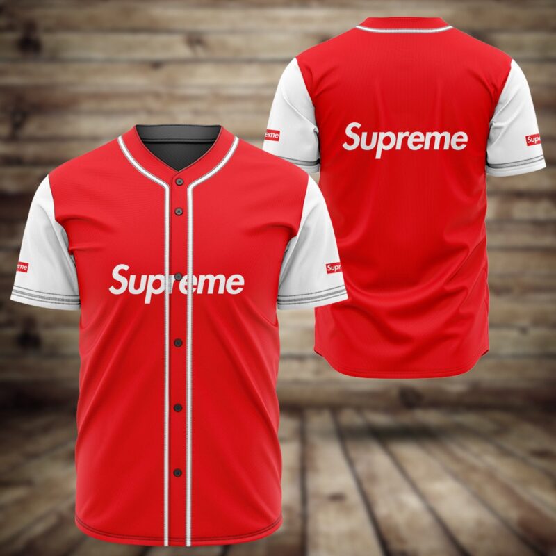 Supreme White Red Red Baseball Jersey Shirt Luxury BJS1248