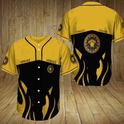 Gianni Versace Yellow Baseball Jersey Shirt Luxury BJS946