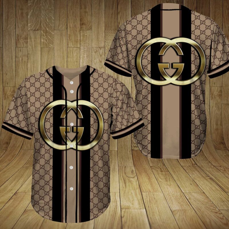 Gucci Brown Baseball Jersey Shirt Luxury BJS982