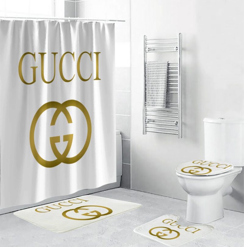 Gucci GC Gold Logo Italy Luxury Bathroom Set Shower Curtain BRS305