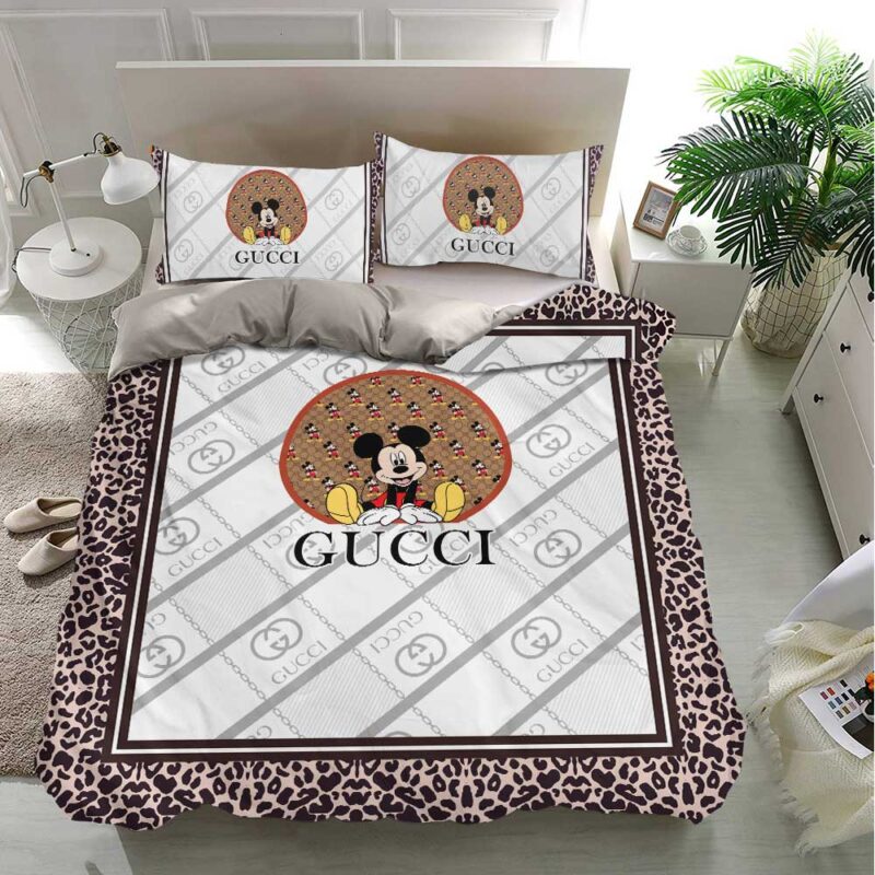 Gucci Mickey Mouse Luxury Brand Premium Bedding Set Duvet Cover BS044