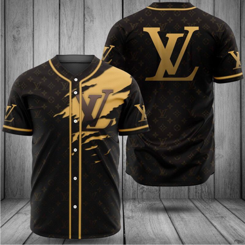 Louis Vuitton Black Baseball Jersey Shirt LV Luxury BJS1048