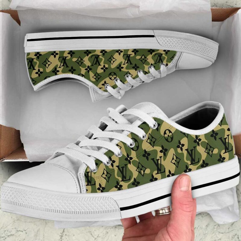 Louis Vuitton Camouflage Low Top Canvas Shoes Luxury Brand Sneaker LTS004