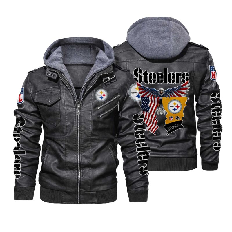 NFL Pittsburgh Steelers Eagle American flag 2d Leather Jacket LJ2031