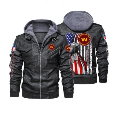 NFL Washington Football Team hold American flag 2d Leather Jacket LJ2045