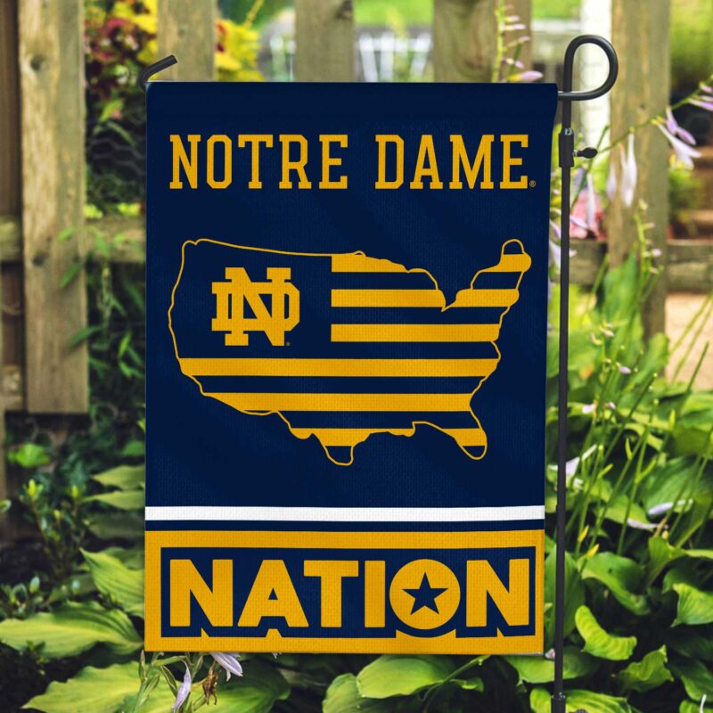 Notre Dame Garden Flag with USA Country Stars and Stripes GF00504