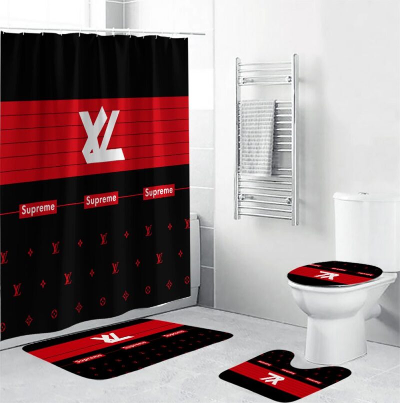 Shower Curtains Louis Vuitton Red And Black Full Bathroom Sets BRS706