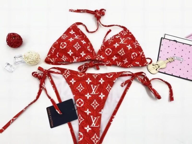 LV Red Luxury 2-Piece Bikini Set 2023-24 Trending BKN1047