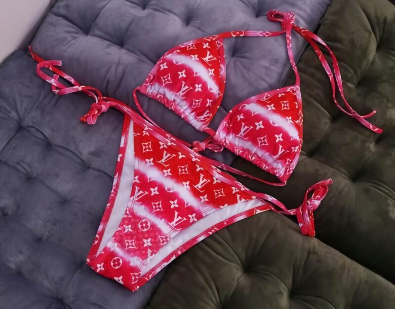 LV Red White Luxury 2-Piece Bikini Set 2023-24 Trending BKN1044