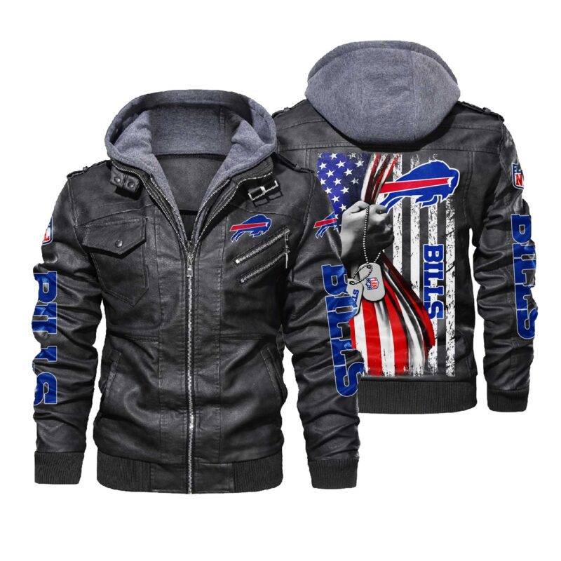 NFL Buffalo Bills hold American flag 2d Leather Jacket LJ1965