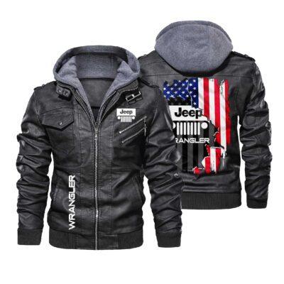 Wrangler Jeep US Flag Leather Jacket LJ2978