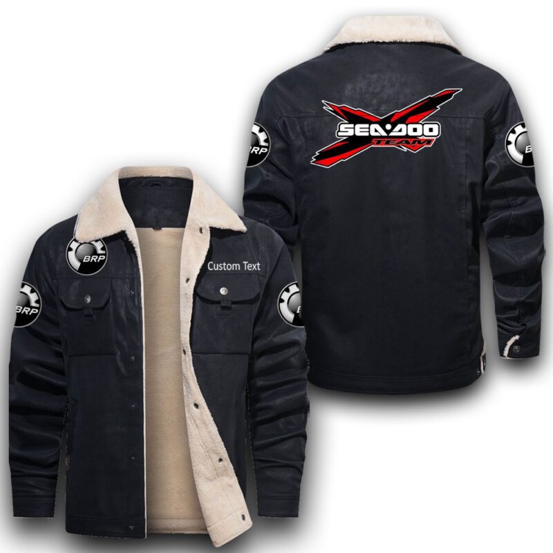 Brp Seadoo Sherpa Lined Leather Jacket Black And Brown