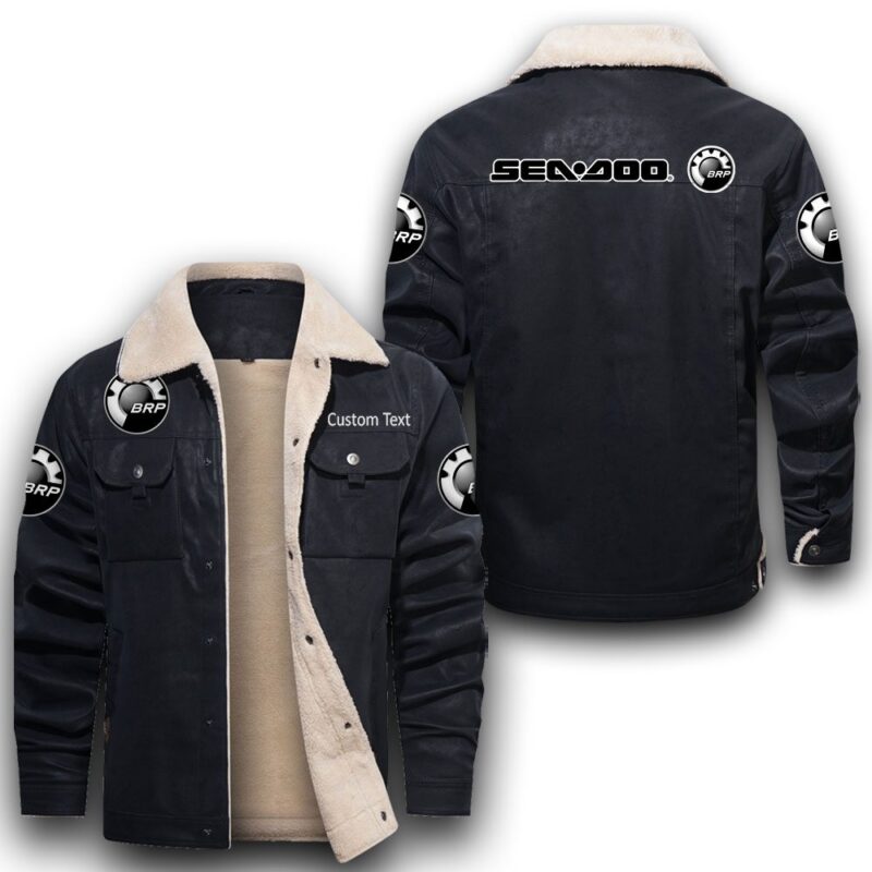 Brp Seadoo Sherpa Lined Leather Jacket Black And Brown