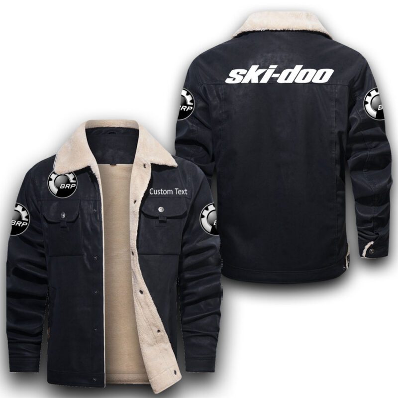 Brp Ski-Doo Sherpa Lined Leather Jacket Black And Brown