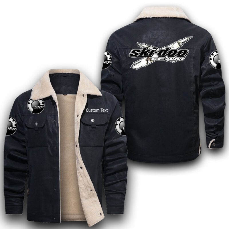 Brp Ski-Doo Sherpa Lined Leather Jacket Black And Brown