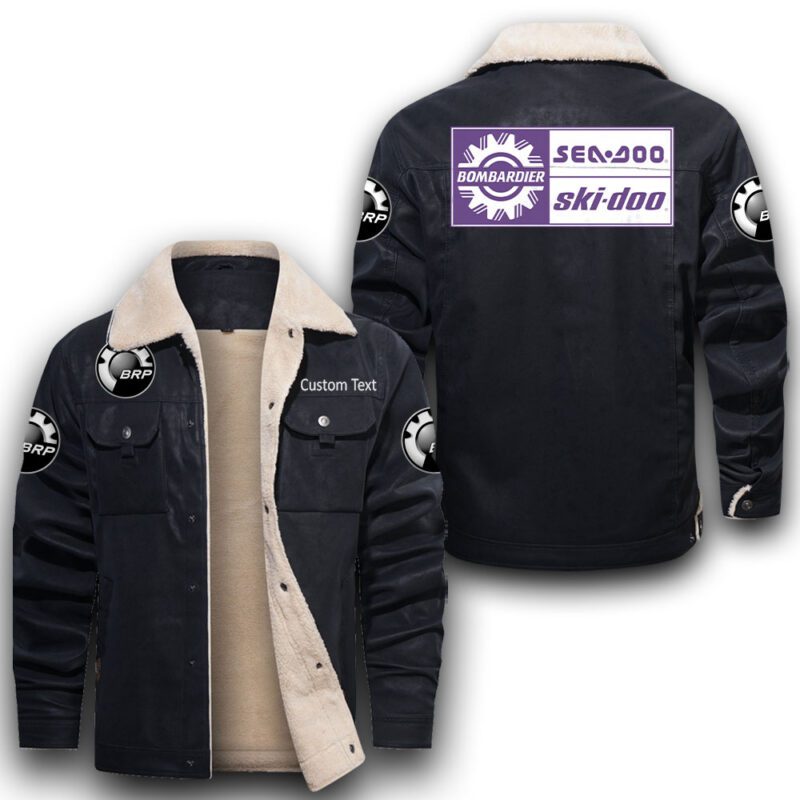 Brp Ski-Doo Sherpa Lined Leather Jacket Black And Brown