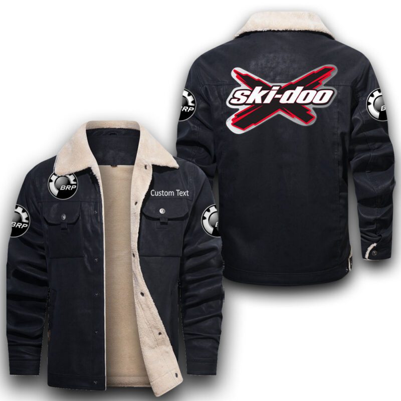 Brp Ski-Doo Sherpa Lined Leather Jacket Black And Brown