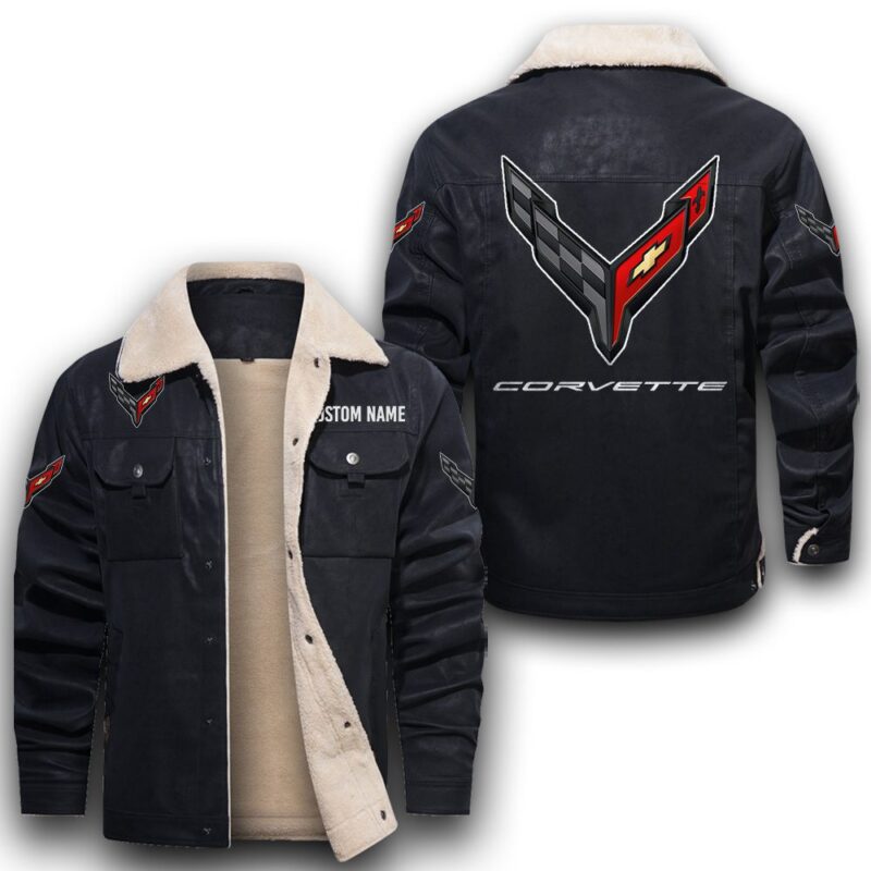 C8 Corvette Sherpa Lined Leather Jacket