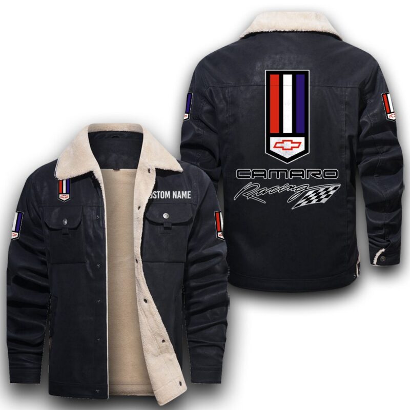 Camaro Racing Sherpa Lined Leather Jacket