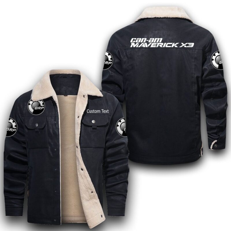 Can Am Maverick Sherpa Lined Leather Jacket Black And Brown