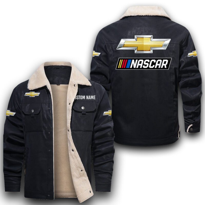 Chevy Nascar Sherpa Lined Leather Jacket