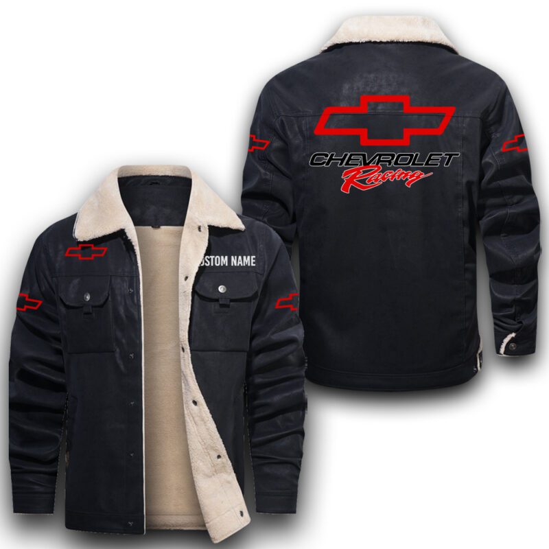 Chevy Racing Sherpa Lined Leather Jacket