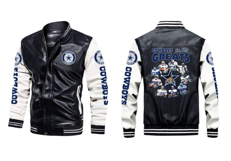 Dallas Cowboys All Time Greats Coach Players Signatures Gift For Cowboys Fans Leather Bomber Jacket LBJ0203